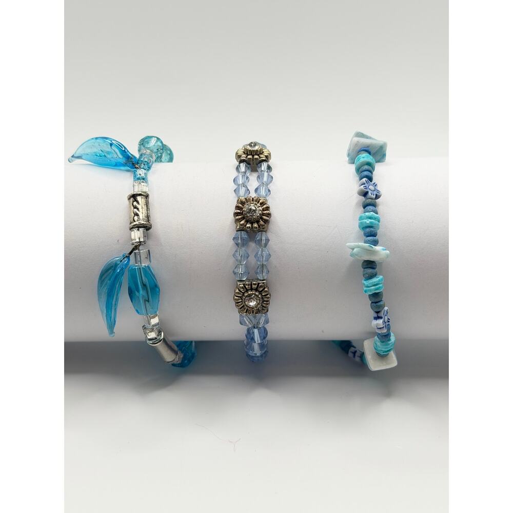 💙   Beachy Boho Layered Wrist Stack 5-Piece Bracelet Stack |  Coastal Blue